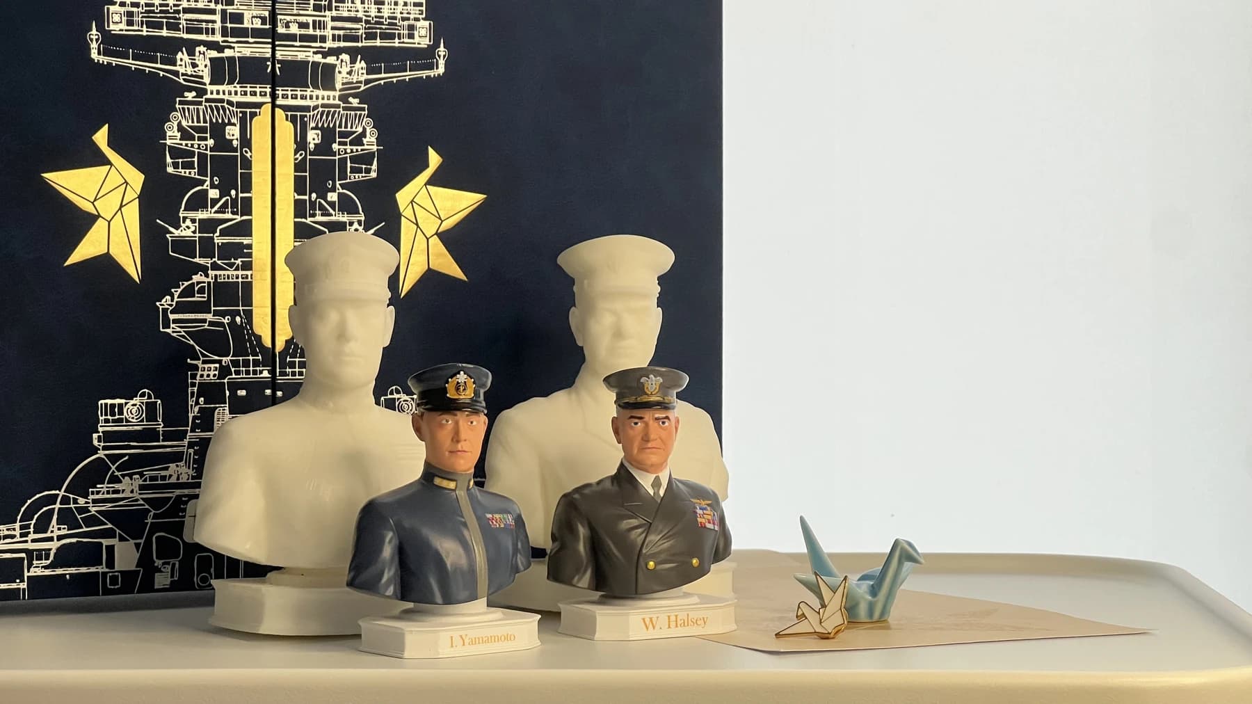 Resin high-end admiral figures — Yamamoto, Halsey and Yamato art book
